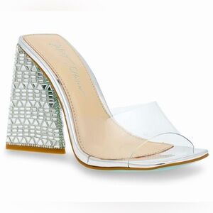 Blue by Betsey Johnson Women's Sb-Koda Heeled Sandal - Clear/Silver - US 8